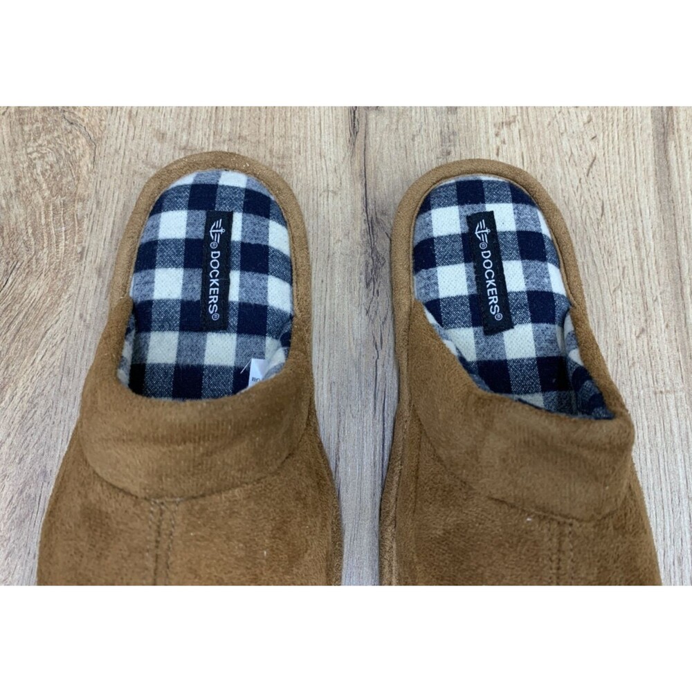 Dockers Kids Brown Split Toe Slippers Plaid Insoles Brown Kids Size 13 M - Picture 6 of 16